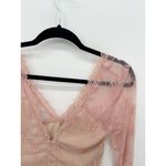 Cider Pink Lace Long Sleeve Crop Top Button Front Size M Witchy Fairy Romantic Photo 3