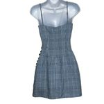 Lovers + Friends  Cobalt Blue and White Plaid Gathered Button Side Dress NWOT XXS Photo 5
