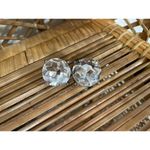 Ann Taylor  Silvertone Oversized Crystal Stud Earrings, Barely Worn Photo 2