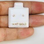 14k Solid Gold Tiny White Diamond Color Cubic Photo 2