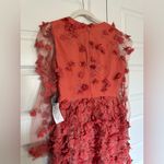 Anthropologie Helsi Sidney Long-Sleeve V-Neck Floral Appliqué Mini Dress in Coral- NWT Photo 11
