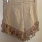 SheIn Women’s Juniors Shorts S Small Beige Cream Tan Weatern Fringe Rope NWT Photo 3