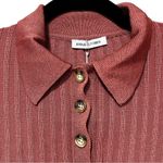NWT ANNA OCTOBER Terracotta Knit Polo Cropped Top XL Red Photo 3