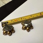 Vintage Brown Bead Cluster Beaded Clip On Earrings Photo 4