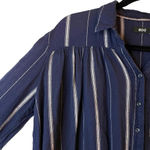 BDG  Urban Outfitters Women's Melanie Tie Front Striped Button Up in Navy Size XS Photo 6
