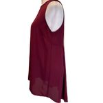 The Limited Wine Red Sleeveless Long Sheer Tank Top Keyhole with Button Back S Photo 1