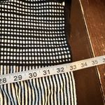 Chico's  Sweater S/M Black White Knit Striped Pullover Tabard Patchwork Poncho Photo 5