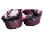 Crocs  CB Pink Black Fuzzy Platform So Luxe Slide sandal Summer Women’s size 9 Photo 2
