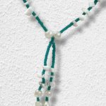 Free People  Freshwater Pearl Bolo Necklace Teal Green Bohemian Beach Dainty NWT Photo 7