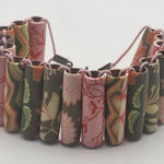 Jilzara Green & Pink Floral Clay Tubes Bracelet Photo 0