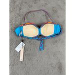 Nanette Lepore NWT  Bikini Top Swimsuit Orange Blue‎ Pink Floral Tie Halter Small Photo 4