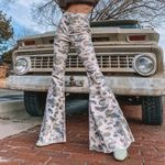 Peach Love California Camo Corduroy Bell Bottom Pants Photo 2