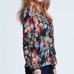 Seven7  Floral Tie Front Tassel Top Black Small Photo 1