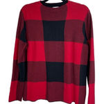 J. Jill Red & Black Buffalo Plaid Crew Neck Long Sleeve Sweater Size M Size M Photo 0