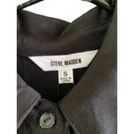 Steve Madden  Women's Black Short Sleeve Button Front Jumpsuit Size Small Photo 2