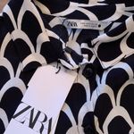 ZARA New NWT  Black & White Geometric Printed Belted Dress Size S Small Boho Photo 6