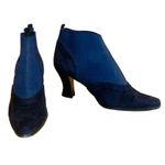 Anne Klein VINTAGE 1990'S/Y2K NAVY BLUE STRETCH FABRIC & SUEDE BOOTIE HEELS (7N) Photo 0