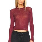 Free People Semi Sheer H2O Sweater Garnet Red XS New Photo 0