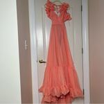 Mac Duggal Mac Duggal Ruffle Sleeve V-Neck A-Line Gown in Coral Size 0 Photo 1