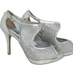 Brash  Platform Pump Womens 4" Heels Silver Glitter Heels Photo 0