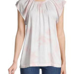 Anthropologie Cloth & Stone Pink Tie-Dye Cap Sleeve Relaxed Fit Ecovero Top, M Photo 0