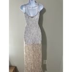 VRG GRL Floral Print Maxi Slip Dress Women's Size 6 Sheer Overlay Yellow Photo 4