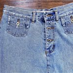 Fossil • vintage denim skirt y2k 90s pencil knee button fly light wash blue jean Photo 2