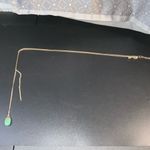 J.Crew  Gold Tone Lariat Necklace With Jade 
Colored stone Minimalist 18” Photo 2