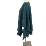 Celtic Kerry Woollen Mills Green Blue Ruana Irish Lambswool Shawl Wrap Ireland Size M Photo 2