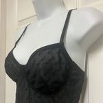 Pretty Little Thing Black Flock Mesh Underwired Slip Dress Photo 5