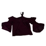 Loft  Ruffle Off Shoulder Halter Blouse Size XL Burgundy Mediterranean Feminine  Photo 1