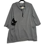 Cat Hoodie Cellabie Heathered Pullover Size 2XL Kawaii Lounge Normcore New Gray Photo 0