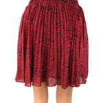 Michael Kors MICHAEL Red Black Pleated Leopard Animal Print Mini A-Line Skirt S Photo 2