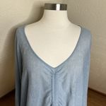 Kerisma  Top Womens M/L Baby Blue Tencel Linen Long Sleeve Ruched Tie Front Fairy Photo 2