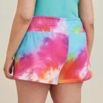 Torrid  3 Plus Size Sleep Terry Cloth Beach Short Rainbow Tie Dye Pull On Coverup Photo 2