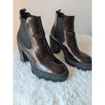 Guess GBG by Women's 6 Burgundy Glossy Platform Chunky Heel Combat Boot EUC Photo 1