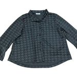 Bryn Walker Houndstooth Jacket Stretch Knit Button Up Gray Flare Sleeve size med Photo 0