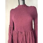 Clover + Scout  XL Smocked Mock Neck Ruffle Bell Sleeve Mini Dress Purple‎ Photo 1