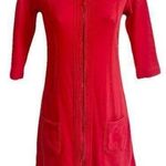 Marc Cain Sports 3/4 Sleeve Full Zip Front Cotton Mini Dress Red Small Pockets Photo 0