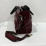 Samantha Brown Burgundy Brown Glazed Croc Embossed Travel Tote Bag Carry Photo 9