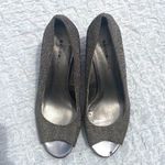Bandolino Metallic Silver Peep Toe Wedge Heels Photo 1