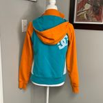 DC Women's Vibrant Orange and Teal Jacket hooded sweatshirt size Medium Photo 3