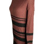 Love Change Mock Neck Sweater Dress M Maroon Knit Long Sleeve Metallic Stripe Red Size M Photo 2