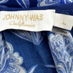 Johnny Was  Yao Dress Midi Cover-Up Dolman Short Sleeve Tie Waist Floral Blue L Photo 2
