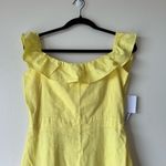 JustFab NWT Lemon Medium Yellow Off the Shoulder Linen Midi Dress Ruffle Top Photo 5