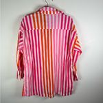 Beach Riot  Pink Orange Stripe Cotton Button Down Shirt Photo 5