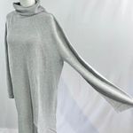 Abound New  Mock Neck Midi Ribbed Long Sleeve Slit Sweater Dress Grey Photo 7