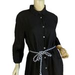 Francesca Bettini BLACK LINEN BLEND BUTTON DOWN SHIRT DRESS W/BELT (M) Photo 6