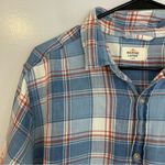Marine layer  Margiold Blue Plaid Button Down Shirt Size Large Photo 4