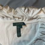 Ralph Lauren Lauren Women's White Ruffle-Neck Top with Gold Trim Photo 2